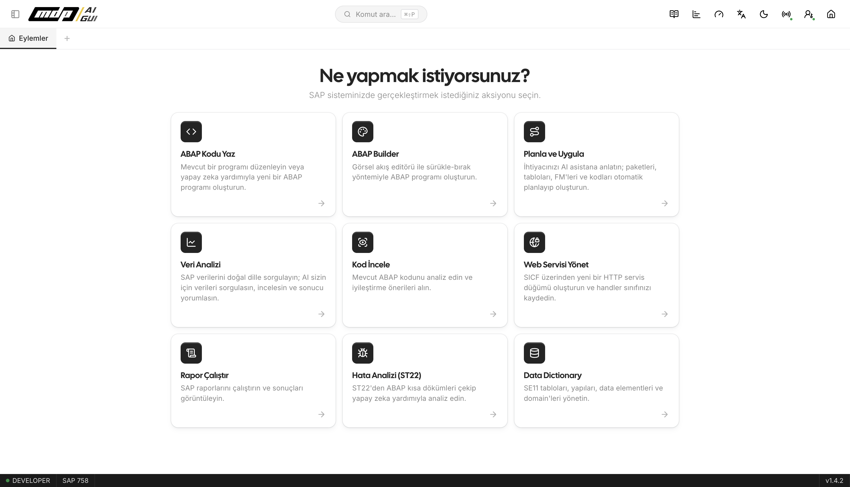 mdp/aigui uygulama arayüzü